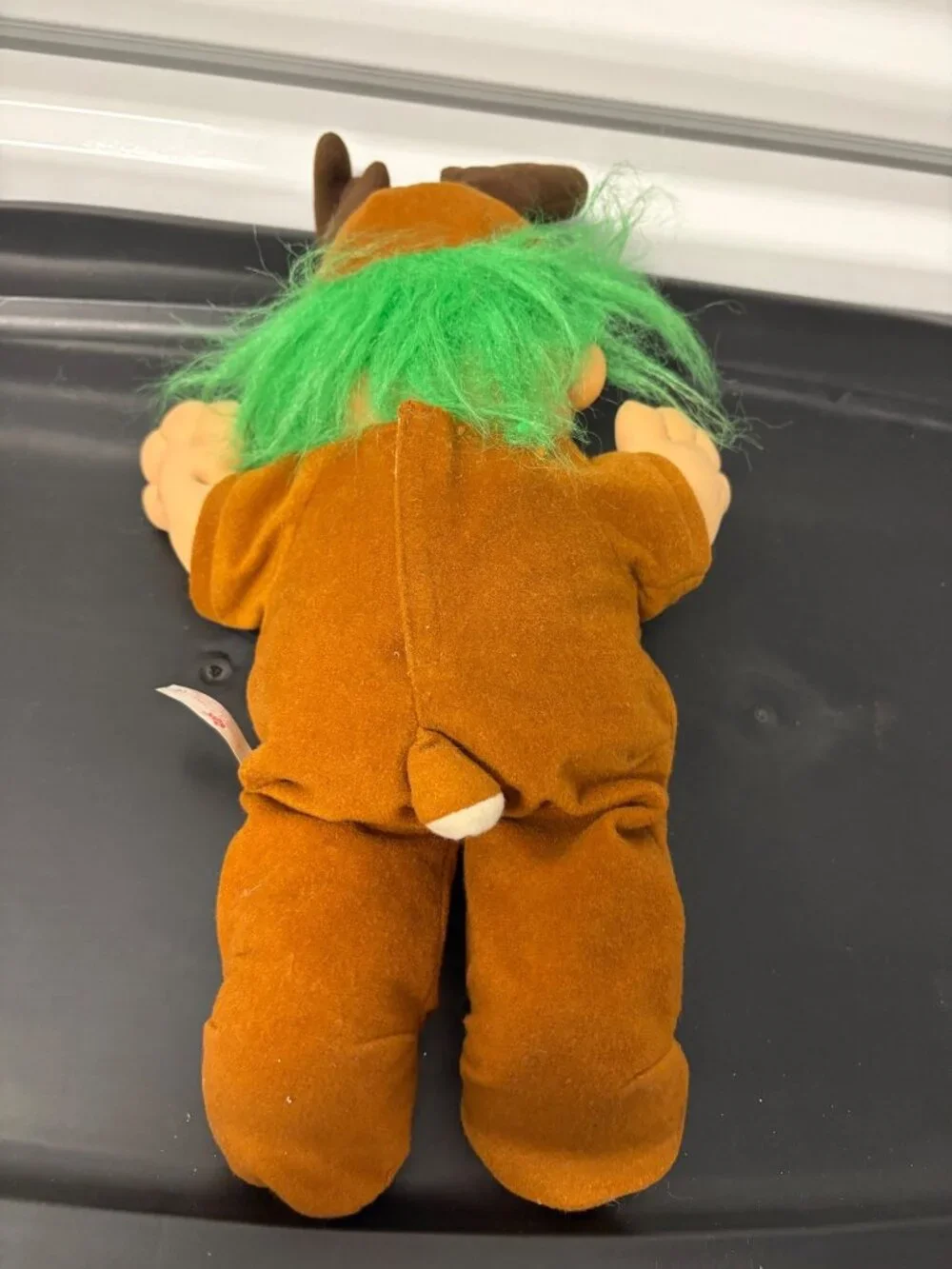 Russ Berrie Reindeer Troll Doll Green Hair Antlers Plush & Vinyl Blue Eyes 12